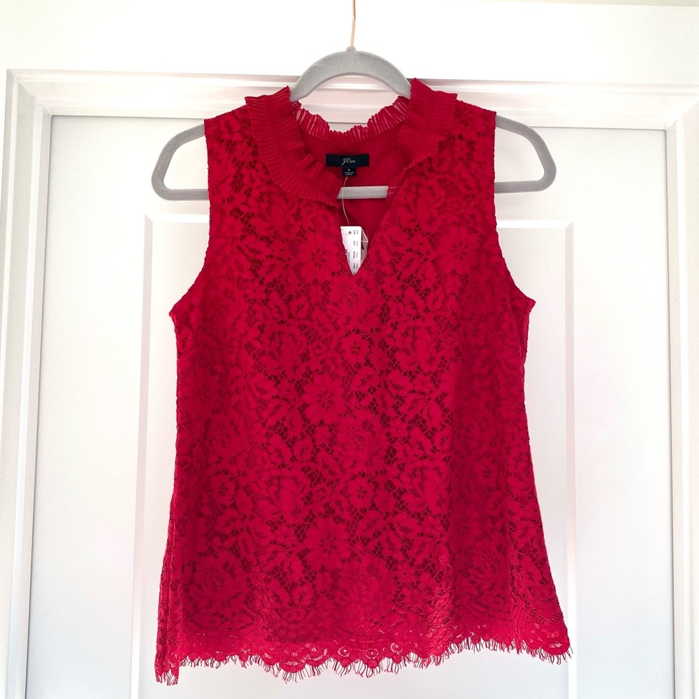 NWT Jcrew Lace Ruffle Neck Top